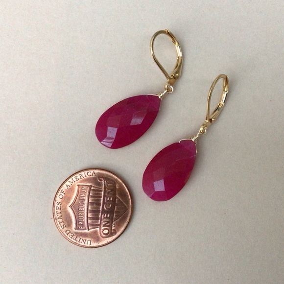 Ruby Gold Filled leverback Sundance Charm Earrings - Picture 7 of 9